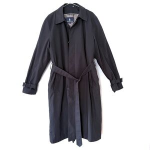 LONDON FOG Winter Trench COAT ZIP OUT LINING UNISEX 42 Long Black